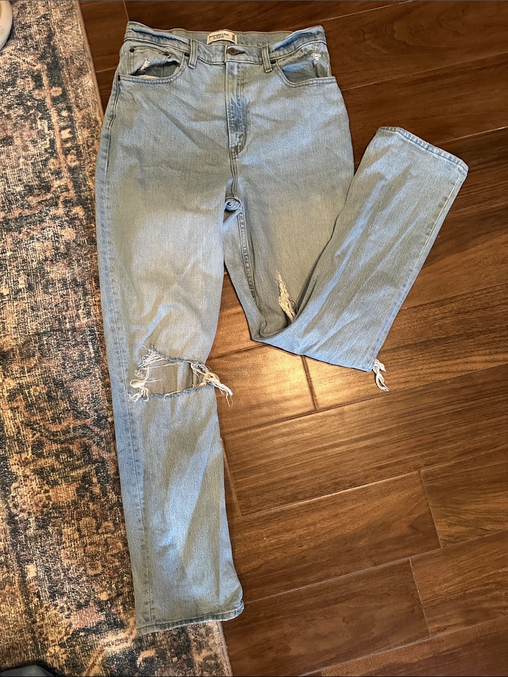 Abercrombie & Fitch Light Blue 90s Straight Ultra High Rise Curve Love Jeans